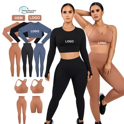 China HEXIN Two Pieces Activewear Set for Adults Featuring Seamless Design and Solid Pattern for sale