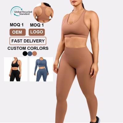 China 10000 Frauen-Workout-Set HEXIN 2 Stück Kurzärmel Crop Top und Hochwaage Leggings zu verkaufen