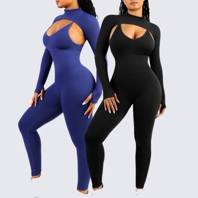 China 2023 Women 2 Pieces Set Tummy Control Bodycon Jumpsuits Seamless Workout Playsuits Bodysuits for sale