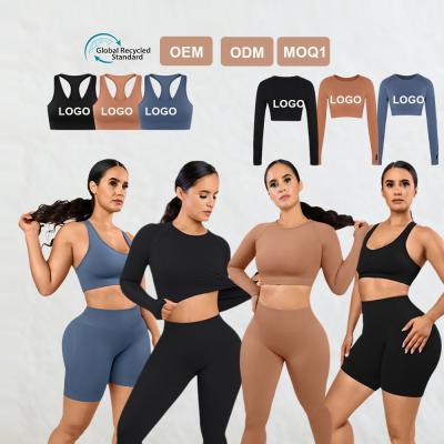 China HEXIN Custom Yoga Clothes Long Sleeve Crop Top and Sport Leggings for Plus Size Women for sale