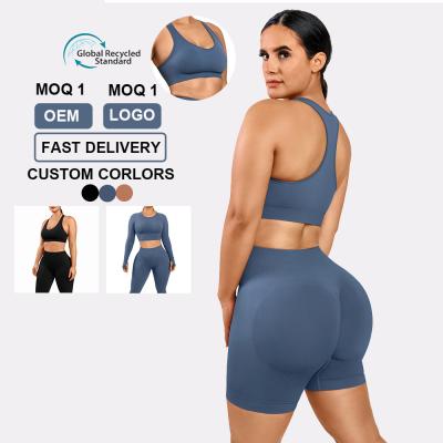 China Umweltfreundliches Yoga-Set für Frauen mit hoher Taille Nachhaltiges Polyester-/Nylon-Sport-Outfit zu verkaufen