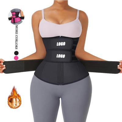 China OEM/ODM Accepted Three Belts Waist Trainer with Zipper and 7 Steel Bones 100% Latex for sale