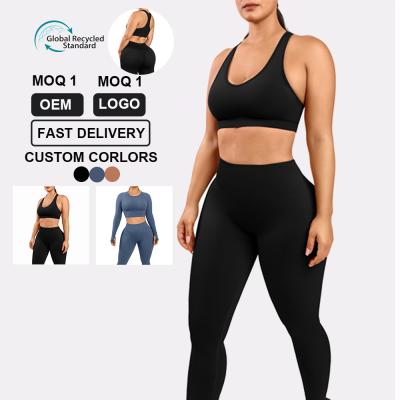 China Adembenemend 2022 Yoga Wear Set Kleding naadloze gym fitness sets voor milieuvriendelijk Te koop