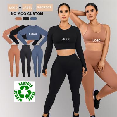 China Sportswear ECO friendly recycled two pieces women leggings yoga set for gym and fitness zu verkaufen