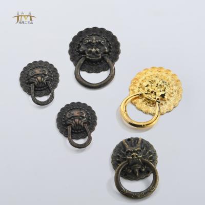 China With Screws Lion Head Knob Pull Handle for Ring Antique Furniture Door Dresser Drawer Cabinet Jewelry Box Drawer Handle Knobs for sale