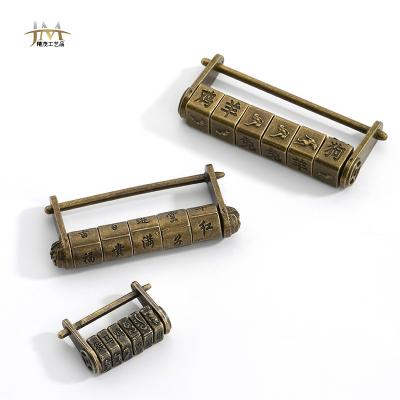 China For Chinese Carved Brass Drawer Latch Vintage Antique Zinc Alloy Text Decoration and Lock Password Antique Locks for sale