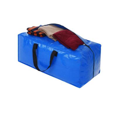 China Ruthbag Durable Heavy Duty Extra Large Storage Bags Blue Moving Totes With Zippers For Dorm Blanket College Mobile Clothing Storage Box for sale