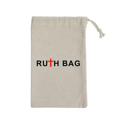 China Cord Handle Ruthbag Reusable Natural 8OZ Cotton Pouch Drawstring Closure for sale