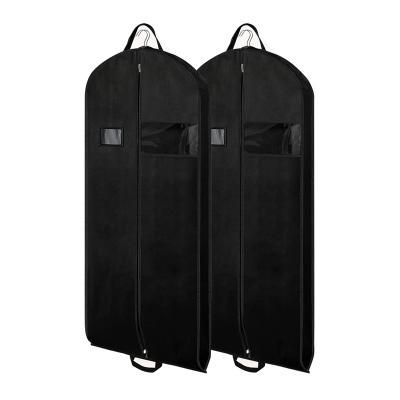 China Storage Ruthbag Black Garment Bags Suit Bags For Travel 54 Inch Breathable Dresses Cover Gusseted Clear Window And ID Card Bag for sale