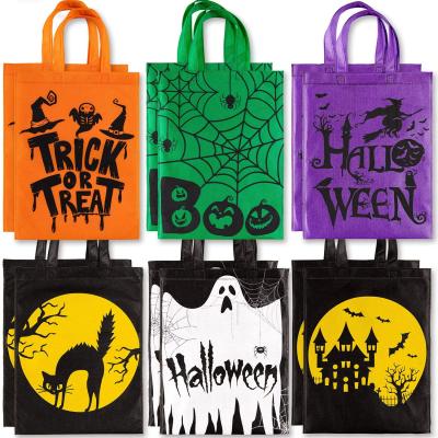 China Ruthbag Halloween Trick or Treat Bags Witch Nonwoven Candy Web Spider Tote Gift Bag Skull Pumpkin Reusable Goodie Treat Bags for sale