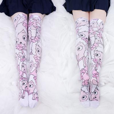 China Breathable Pleasant Goat and Big BigWolf Tibbie Printed Knitted Anime Printed Thigh High Socks, Velvet Student Sports Socks for sale