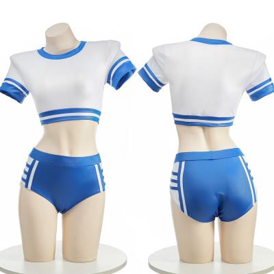 China Ployester Gymnastics Student Tight Sports Set Sexy Nightclub Short Performance Dress Sexy Soccer Girls Gymnastics Set for sale