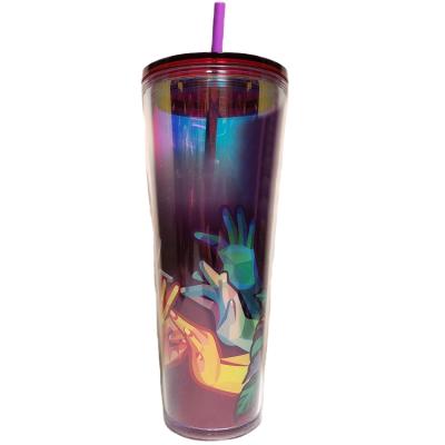 China Bold And Colorful Black Durable Acrylic Tumbler 24oz Double Wall Colored Acrylic Tumblers With Lid for sale