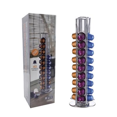 China 40 NESPRESSO coffee pod capsule storage rack rack viable hot rotating coffee capsule holder for sale