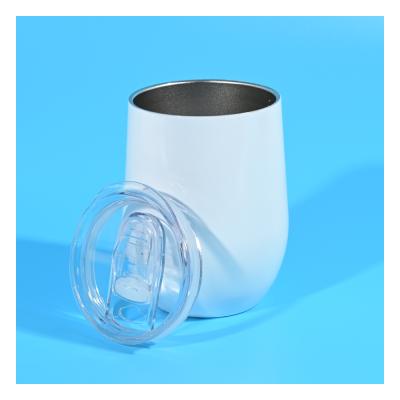 China 12oz Vacuum Insulation Egg Shape Double Wall Stainless Steel Coffee Mugs Viable Sublimation White With Lid for sale