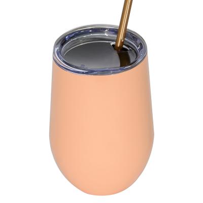 China 400ml Double Wall Sustainable Wine Tumbler Pale - Pink Egg Cup Tumbler Steel Tumbler With Straw And Lids for sale