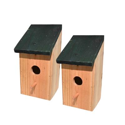 China Birds Stocked 2 PCS Bird Nest Feeder Rack Wooden Bird House Small Sparrow for sale