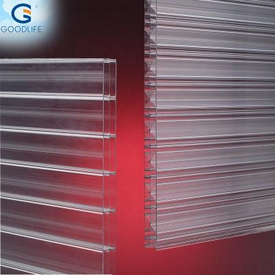 China Strong 10mm Triple-Wall 3 Wall Three Layer Polycarbonate Hollow Sheet Panel for sale