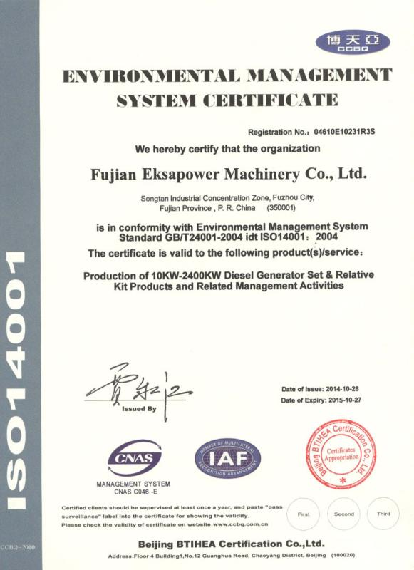 ISO Certificate - FUJIAN EKSAPOWER GROUP