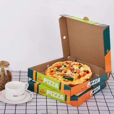 China Recycled Materials Factory Direct Sale Custom Size Printing Standard Pizza Box Corrugated Paper Folding Pizza Box for sale