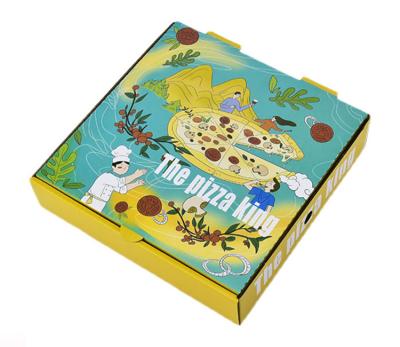 China Hot Sale Recycled Materials Printing Free Sample Colored Cartoon Pizza Box Paper Packing Box For Pizza for sale