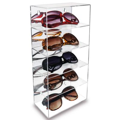 China High Glossy Custom Clear Acrylic Display Box Retail Stores Sunglasses Displays Cabinet With Drawers for sale