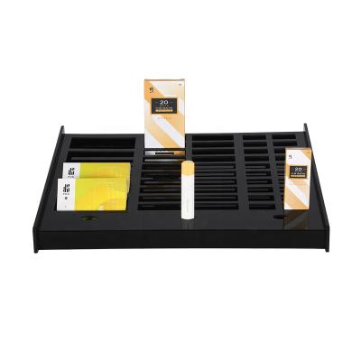 China Custom Design New Design Larger Capacity Wholesale Counter Rack Stand Up Black Color Acrylic Display Trays For Vapes for sale