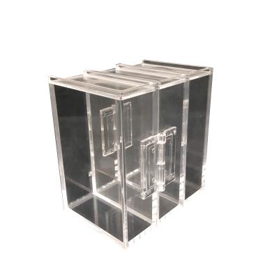 China High Glossy Small PMMA Tobacco Case Transparent Sliding Acrylic Box Set Of Lids With 3 Pieces for sale