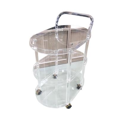 China North America Style Fashion Hot Design Serving Furniture Custom Acrylic Trolley Wine Cart Bar Rolling Clear Acrylic Trolley With 4 Wheels for sale