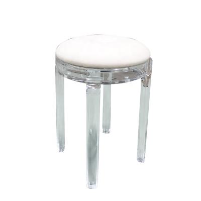 China Wholesale North America Style Modern Plastic Round Swing Chair Clear Acrylic Furniture Dining Chair Acrylic Bar Stool With Soft Cushion for sale