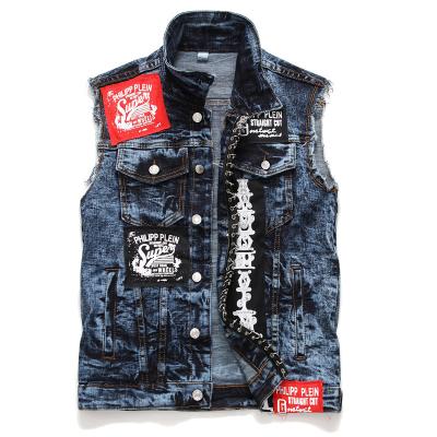 China 2021 Blue Aliexpress Decoration Men's Fashion Denim Vest Button Denim Vest Breathable for sale