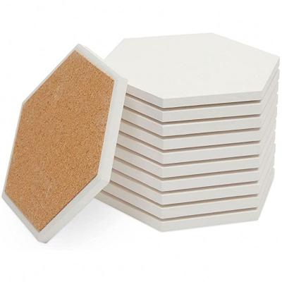 China Printing or Sublimatnion Factory UV Absorbing Blank Hexagon Ceramic Coaster for sale