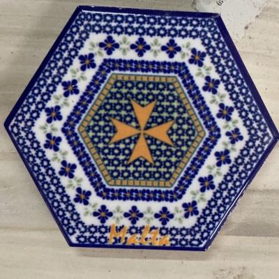 China China Hexagon Ceramic Fridge Magnet Grazed Heat Transfer Sublimation Tiles for sale