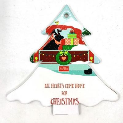 China Procelain 2021 Ceramic Christmas Ornaments Sublimation Double Sided Sublimation Christmas Ornaments DIY Design for sale