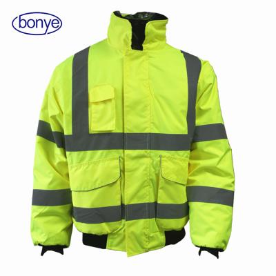 China HIVIS 300D OXFORD PU JACKET WATERPROOF CLOTHING 160gsm 170gsm padded S-5XL 300D jacket safety custom comforableTraffic reflective workwear for sale