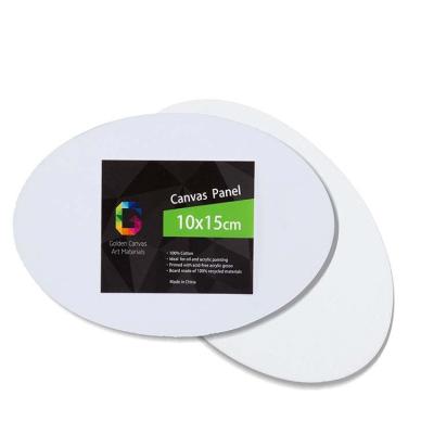 China 10x15cm Professional Artist Round Canvases Cotton White Oral Formed Canvas Painting Board For Oil for sale