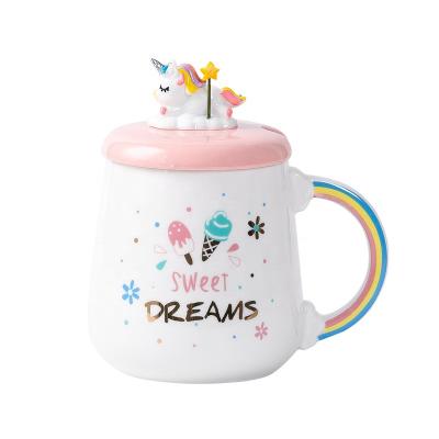 China Creative Viable Unicorn Mug For Kids Ceramic Spoon from Unicorn Ceramic Mugs With Lid for sale