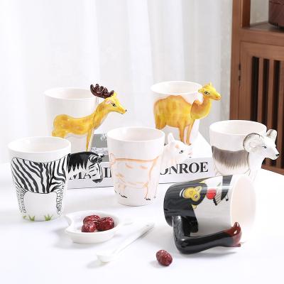 China Hand Painted Cute Animal Ceramic Dolomite Mug 3D Coffee Mug Design 3D Ceramic Animal Design Nordic Viable Animal Ceramic Mug for sale