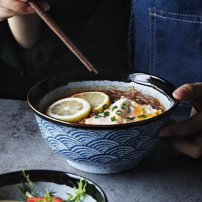 China Japanese Ramen Bowl Salad Rice Noodle Soup Bowl Household Large Capacity Viable Retro Ceramic Japanese Bowl for sale