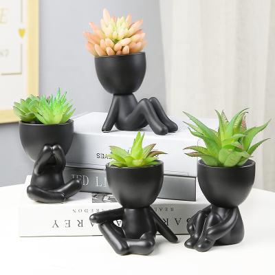 China Body Mini Succulent Planter Pot, Home Office Decor Ceramic Flower Cartoon Pots for Succulent for sale