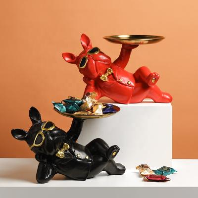 China Modern Fashion Table Decoration Sculpture, Cool Bulldog Statue Home Decor, Animal Cool Bulldog Statue Storage Trays for sale