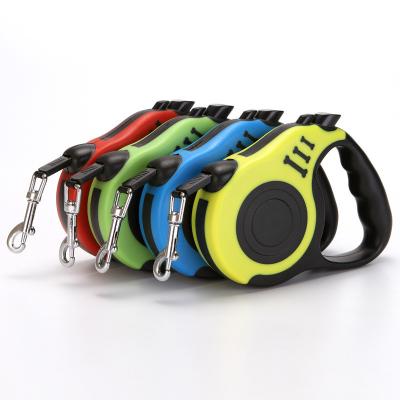 China Stocked New Style Colored Retractable Nylon Webbing Automatic Dog Leash Collar for sale