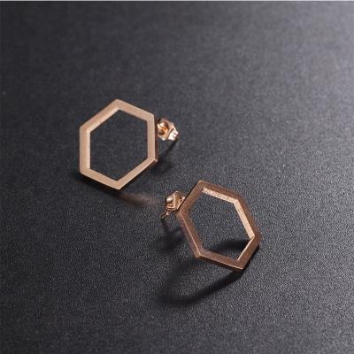 China EAST QUEEN Wholesale Hot Selling Fashion 316L Stainless Steel Hexagon Stud Earrings for sale