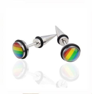 China Wholesale Fashion Gay Pride Rainbow Stud Earrings Gay Jewelry Stainless Steel Earring Jewelry for sale