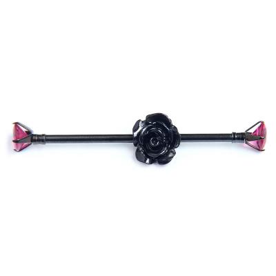 China Wholesale body piercing jewelry black flower on fashion jewelry industrial bar for sale