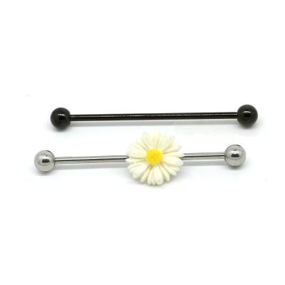 China New arrival acrylic flower on industrial bar ear piercing jewelry set for sale