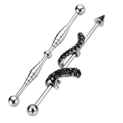 China 14G Stainless Steel Screw & Twist Snake Long Industrial Barbell Cartilage Ear Piercings Jewelry 58mm for sale