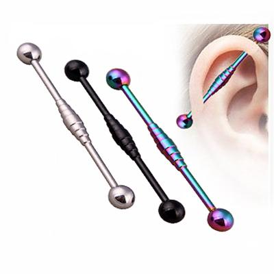 China Stainless steel multi spiral industrial barbell ear piercing body jewelry for sale