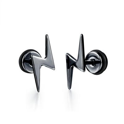 China New Arrival Punk Style Stud Earrings Stainless Steel Body Piercing Jewelry Screw Back Earrings  Lightning Bolt Earrings for sale