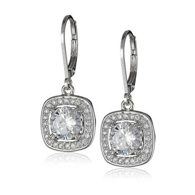 China Customized 925 Sterling Silver Jewelry Earrings Round Cubic Zirconia Hoop Earrings for sale